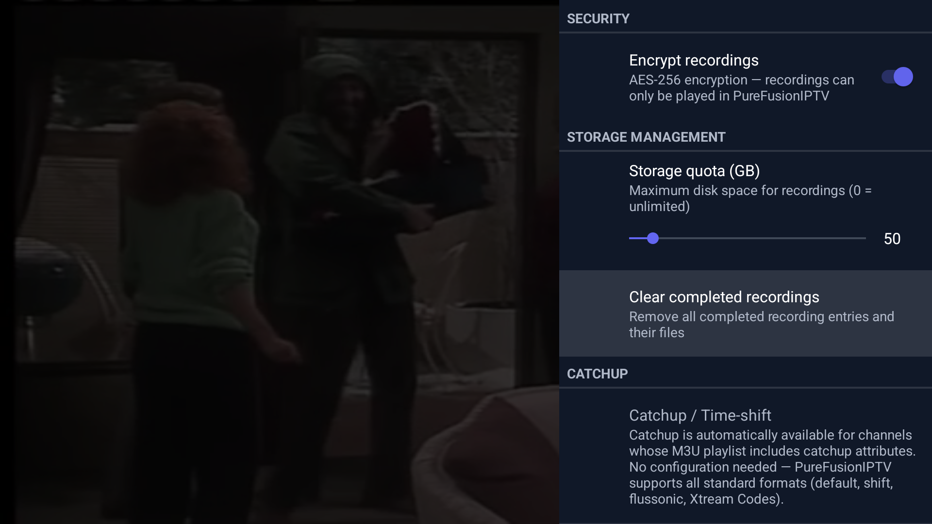 PureFusionIPTV Android TV screenshot: Screenshot_20260322_211021.png