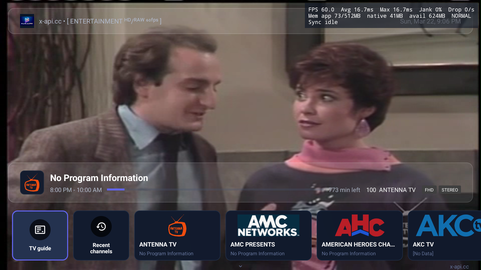 PureFusionIPTV Android TV screenshot: Screenshot_20260322_211322.png