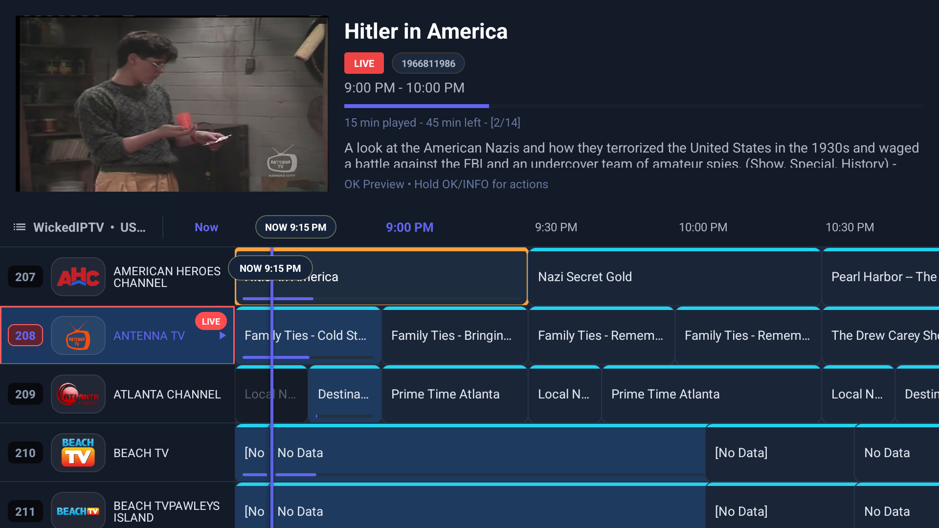 PureFusionIPTV Android TV screenshot: Screenshot_20260322_211521.png
