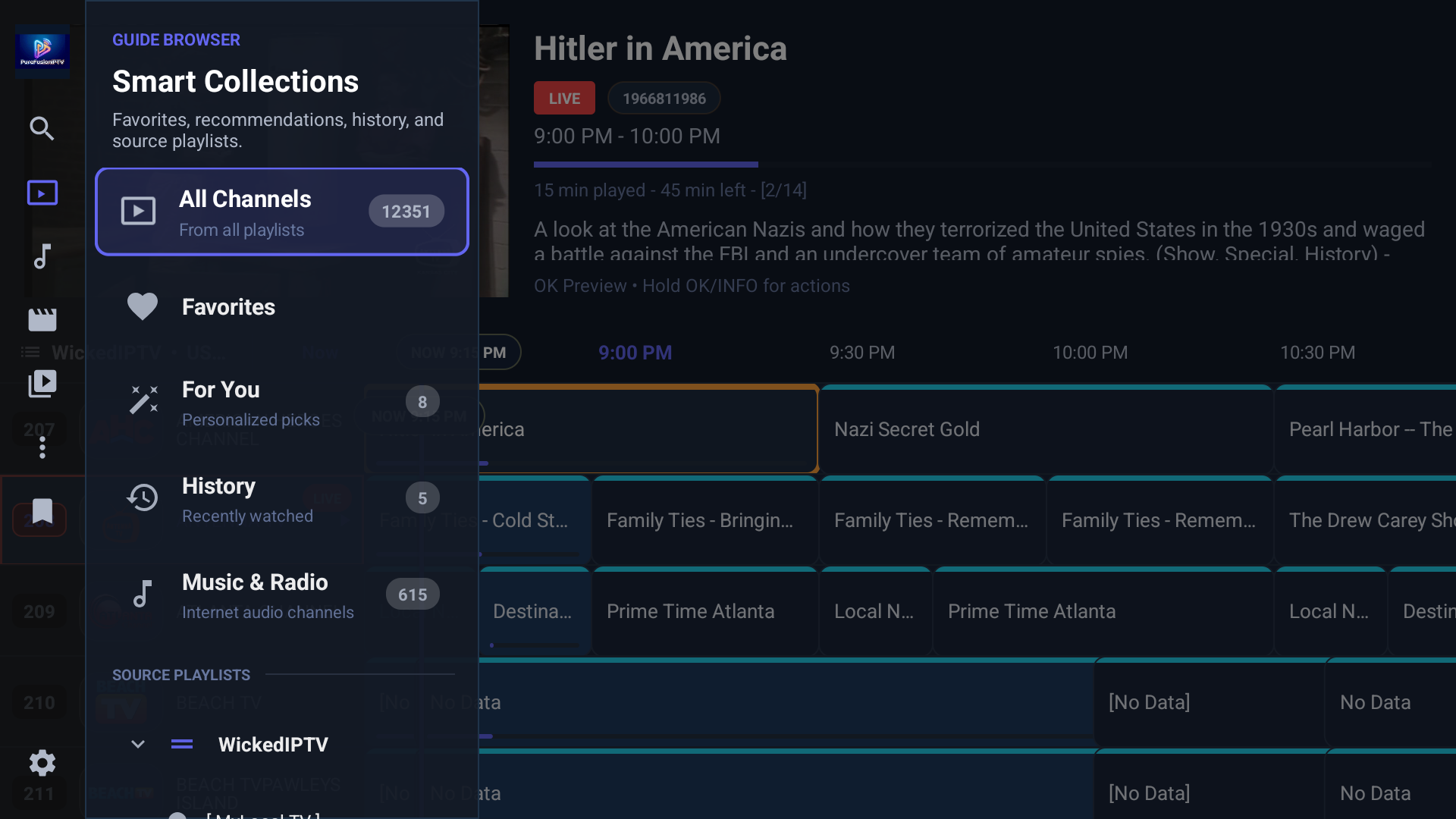 PureFusionIPTV Android TV screenshot: Screenshot_20260322_211545.png
