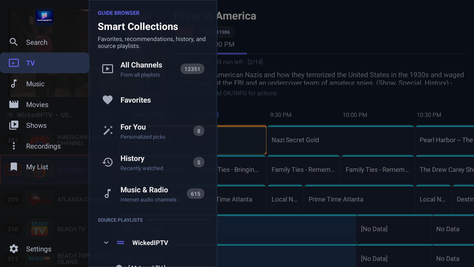 PureFusionIPTV Android TV screenshot: Screenshot_20260322_211553.png