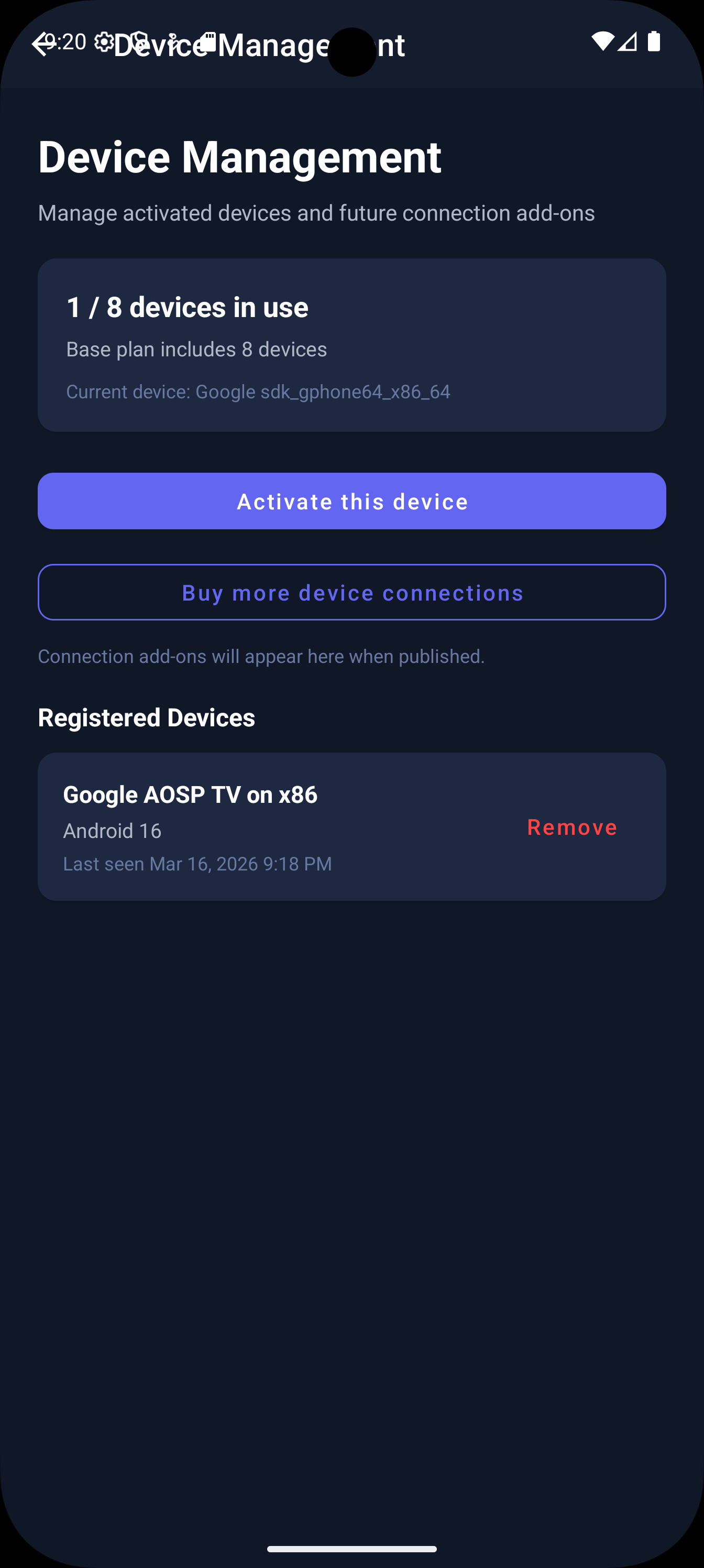 PureFusionIPTV phone companion screenshot: Screenshot_20260322_212050.png
